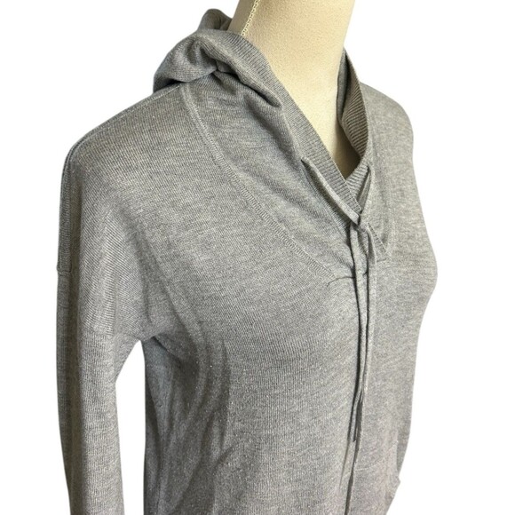 Joan Vass Womens Cashmere Rayon Blend Sweater Gray Hooded Pullover Rib Sz M - Picture 3 of 8